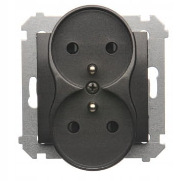 Simon 54 nature gniazdo podwójne Z/U antracyt 01